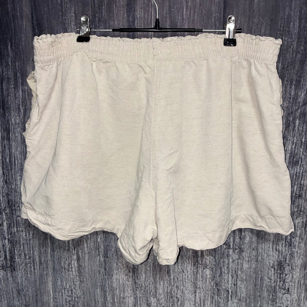 H&M Linen Blend Oatmeal Color Shorts Women Size XL - Picture 2 of 7